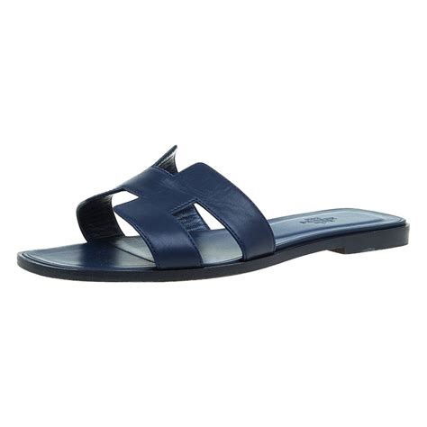 hermes oran sandals navy blue|Hermes sandals original.